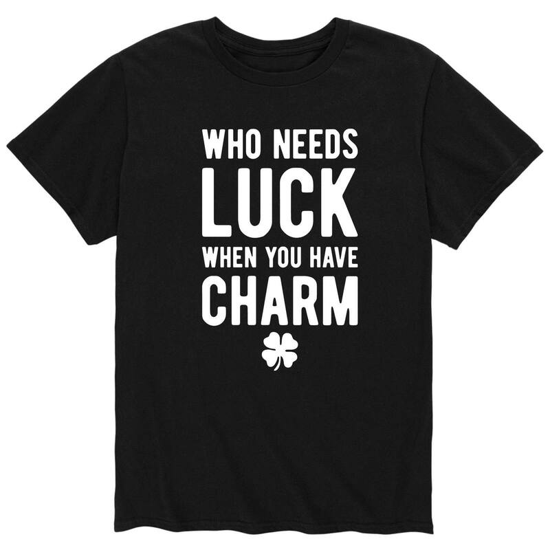 アニメキャラクター レディース トップス Tシャツ Licensed Character Men's Who Needs Luck Charm Tee Black ブラック