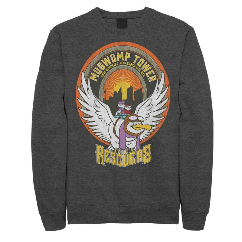 ディズニー レディース トップス Tシャツ スウェット Disney's The Rescuers Men's Mugwump Tower Albatross Airlinesweatshirt Charcoal Heather チャコール