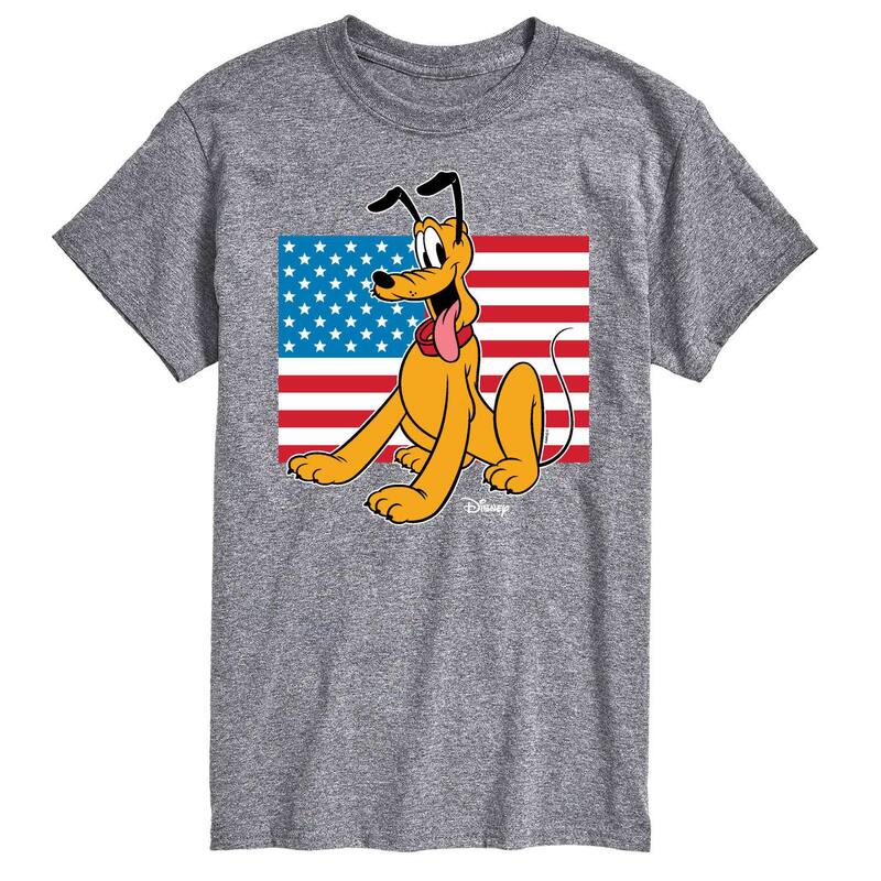 ディズニー レディース トップス Tシャツ グラフィック Disney's Pluto Men's Americana Flagraphic Tee Gray グレー