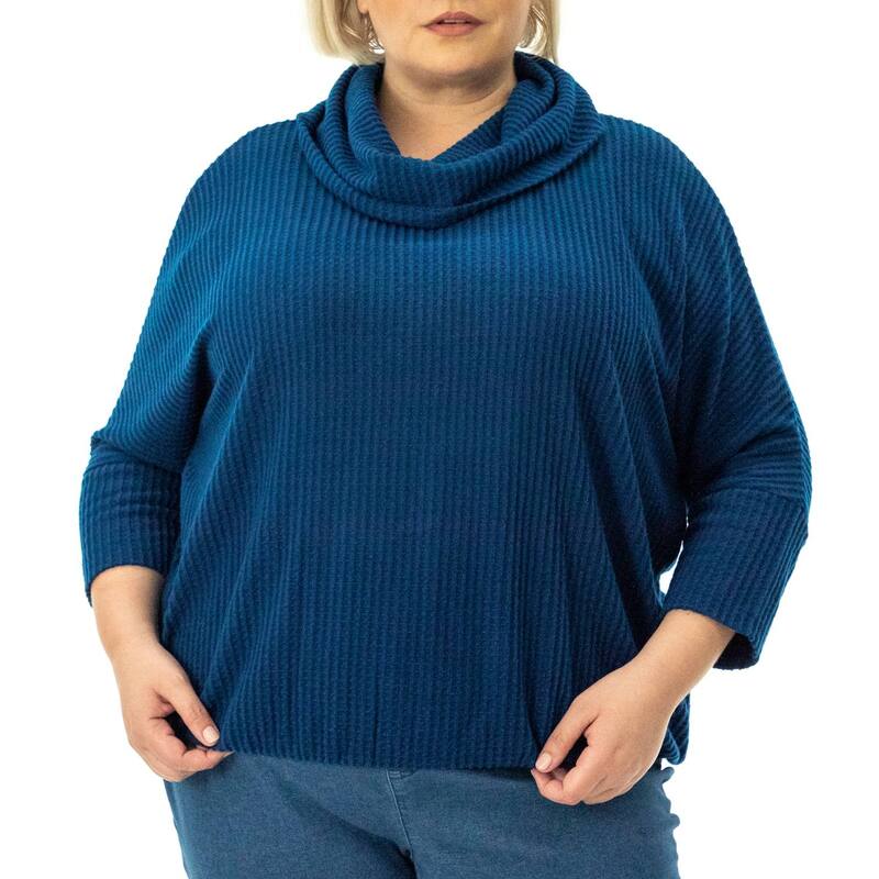 ニナレオナルド レディース トップス ワンピース プラスサイズ Plusize Nina Leonard Cowl Neck Waffle Top Sailor Blue ブルー