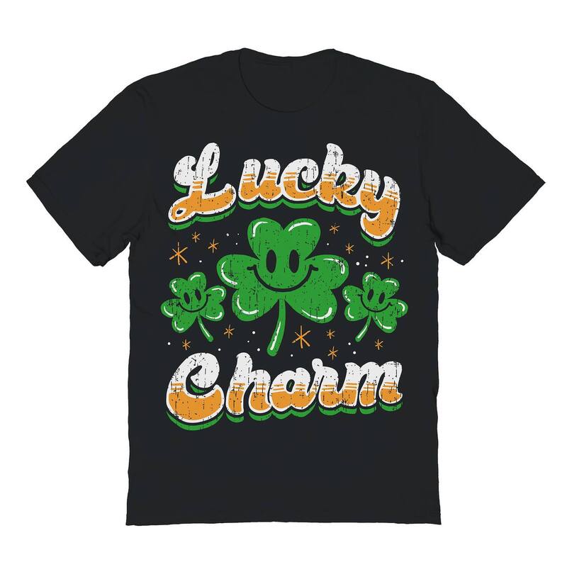 アニメキャラクター レディース トップス Tシャツ グラフィック Licensed Character Men'st Patrick's Day Lucky Charm Graphic Tee Black ブラック
