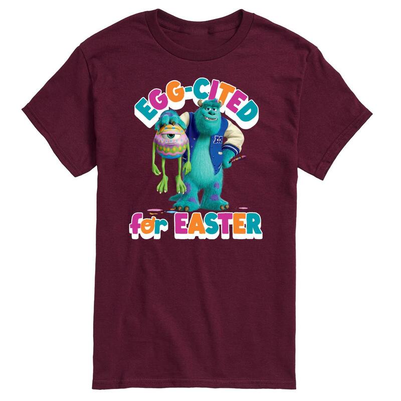 ディズニー ピクサー レディース トップス Tシャツ グラフィック Disney / Pixar's Monsters Inc. Men's Egg-Cited For Easter Graphic Tee Maroon マルーン