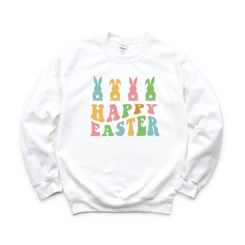 Simply Sage Market レディース トップス Tシャツ スウェット Simply Sage Market Happy Easter Pastel Bunniesweatshirt White ホワイト