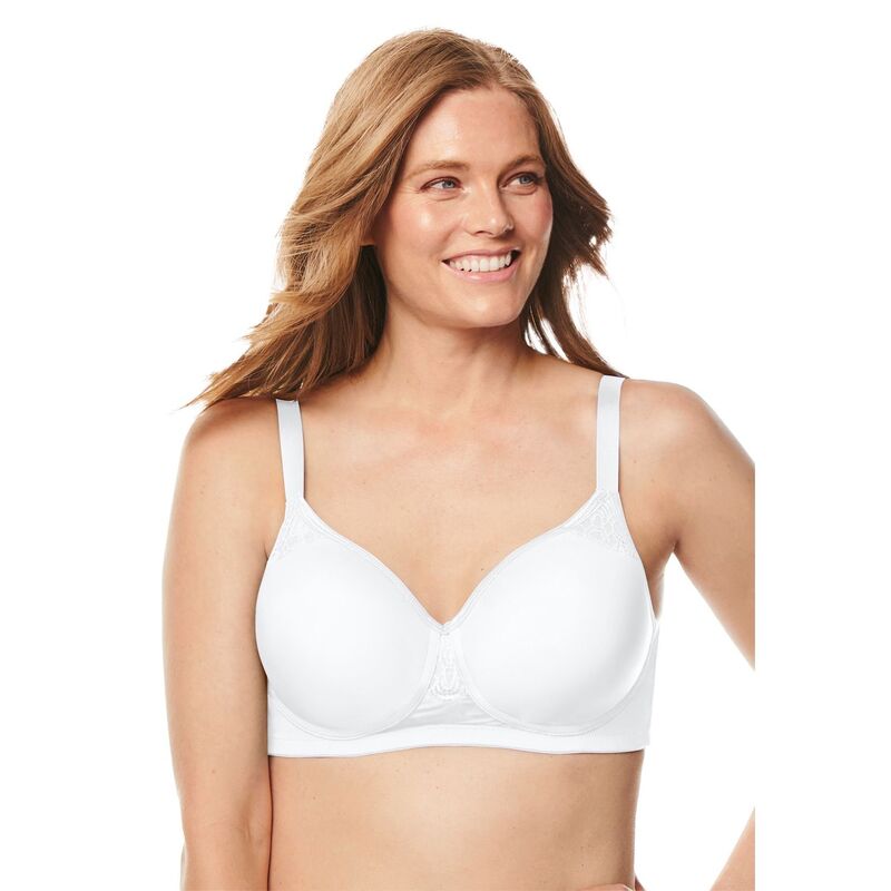 コンフォート チョイス レディース アンダーウェア ブラジャー プラスサイズ Tシャツ Comfort Choice Women's Plusize Stay-Cool Wireless T-Shirt Bra White ホワイト