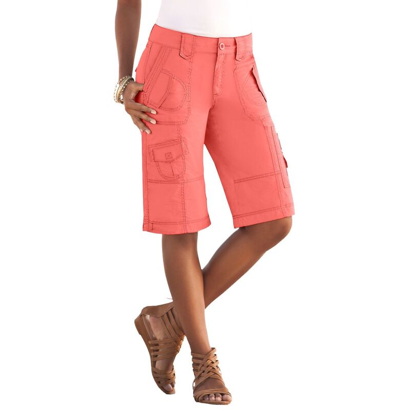ロアマンズ レディース ボトムス ハーフパンツ・ショーツ プラスサイズ ショートパンツ Roaman's Women's Plusize Cargo Shortsunset Coral コーラル｜ReVida 店