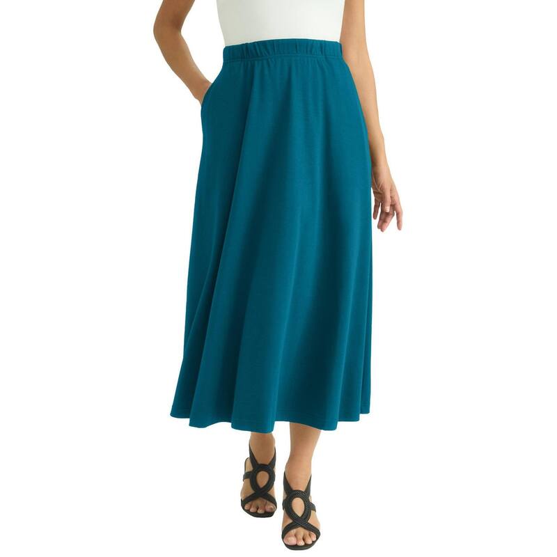 ジェシカロンドン レディース ボトムスカート プラスサイズ ミディ Jessica London Women's Plusize Soft Ease Midi Skirt Deep Teal ティール