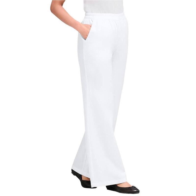ウーマン ウィズイン レディース ボトムス デニムパンツ プラスサイズ コットン ジーンズ Woman Within Plusize Perfect Elastic-Waist Wide-Leg All-Cotton Pull-On Denim Jeans White ホワイト 10,205円