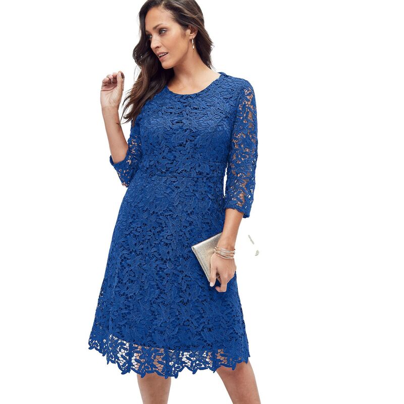 ジェシカロンドン レディース トップス ワンピース プラスサイズ レース Jessica London Women Plusize Lace Fit \u0026 Flare Dress Dark Sapphire サファイア