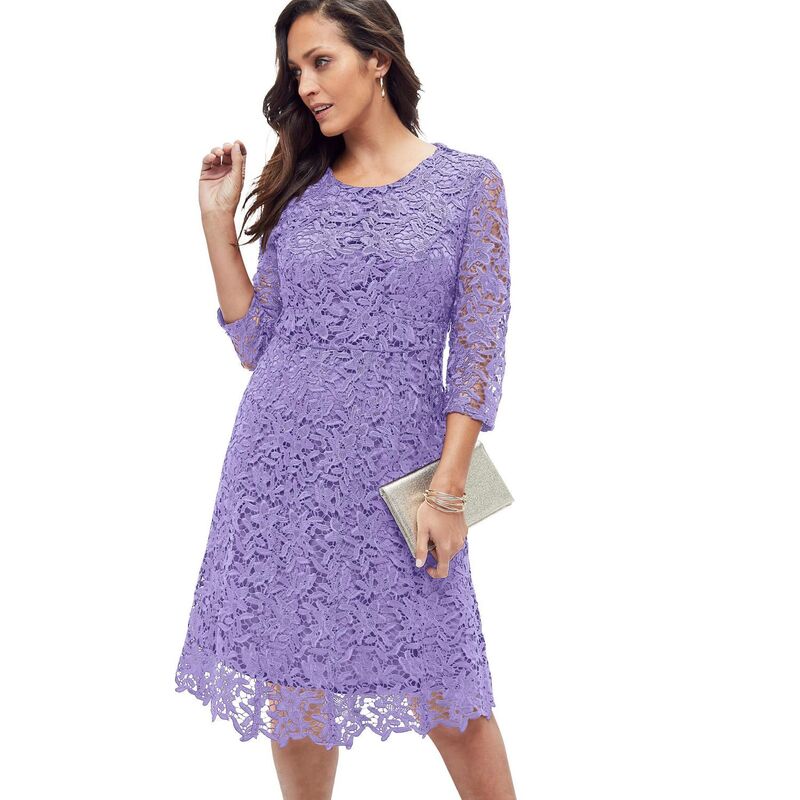 ジェシカロンドン レディース トップス ワンピース プラスサイズ レース Jessica London Women's Plusize Lace Fit & Flare Dress Vintage Lavender ラベンダー
