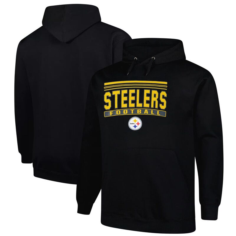 ファナティクス レディース トップス Tシャツ トール パーカー Men's Fanatics Black Pittsburgh Steelers Big & Tall Popullover Hoodie Stl Black ブラック