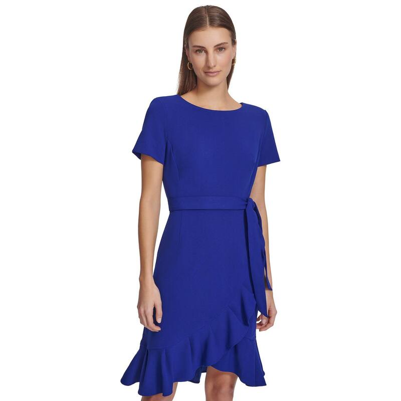 アンドリューマーク レディース トップス ワンピース ミニ Women's Andrew Marc Flounce Hemini Dresspring Navy ネイビー｜ReVida 店