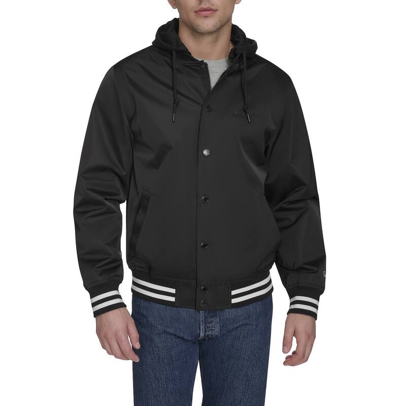 はやりっ子 レディース アウター 上衣・上衣 Men\u0027s Champion Hooded Varsity Jacket Black 黒いこと