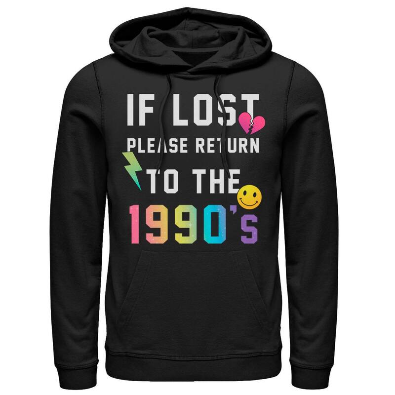 アニメキャラクター レディース トップス Tシャツ パーカー Licensed Character Men's Fifth Sun If Lost Please Return To The 1990's Hoodie Black ブラック