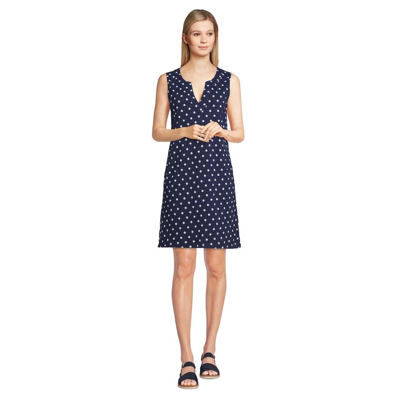 ランズエンド レディース トップス ワンピース Women's Lands' End Splitneck Swim Cover-Up Dress Deep Sea Polka Dot ドット｜ReVida 店