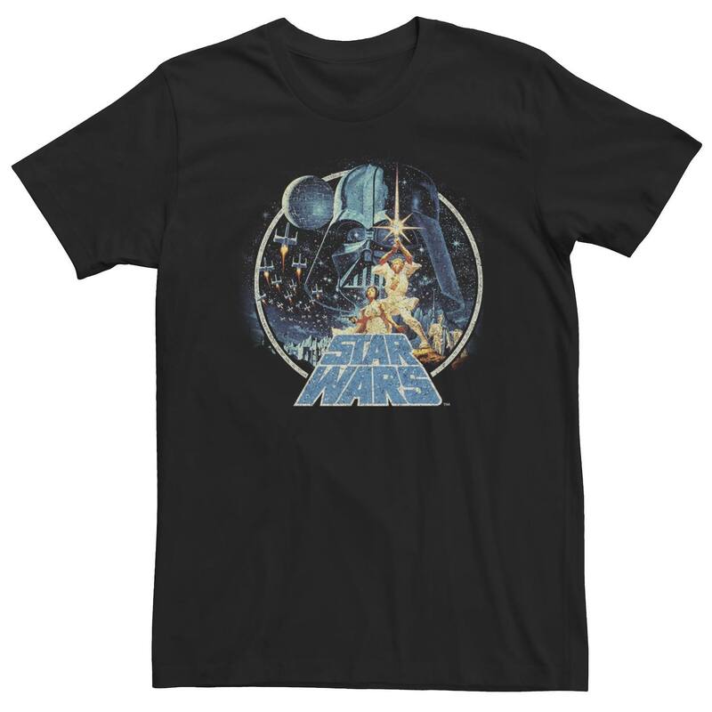 アニメキャラクター レディース トップス Tシャツ トール Licensed Character Big & Tall Star Wars Group Shot Classic Poster Tee Black ブラック