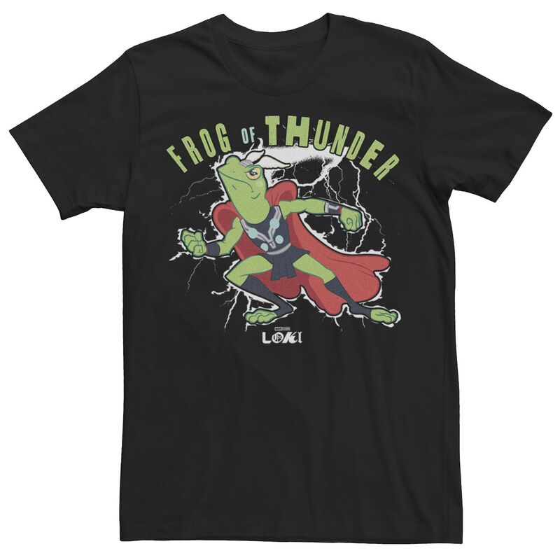 アニメキャラクター レディース トップス Tシャツ Licensed Character Men's Marveloki Frog Of Thunder Animated Portraitee Black ブラック