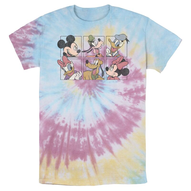 ディズニー レディース トップス Tシャツ Men's Disney Mickey & Friends Classic Group Box Up Wash Tee Blue Pink Light Yellow ブルー
