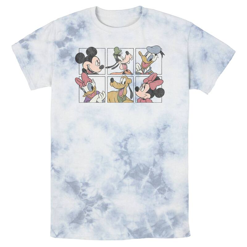 ウォルトディズニー レディース トップス ティーシャツ Men\u0027s Disney Mickey \u0026 Friends Classic Group Box Up Wash Tee White Blue 白いこと レディースファッション-トップス-Tシャツ・カットソー
