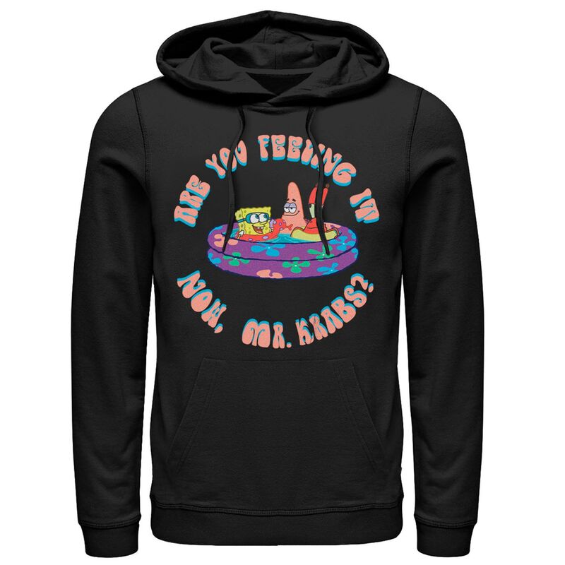 アニメ文字記号 レディース トップス プルオーバー ズボン下 パーカー Licensed Character Men\u0027s Nickelodeon SpongeBob Square Pants Are You Feeling It Now Mr. Krab Hoodie Multi マルチ色合い
