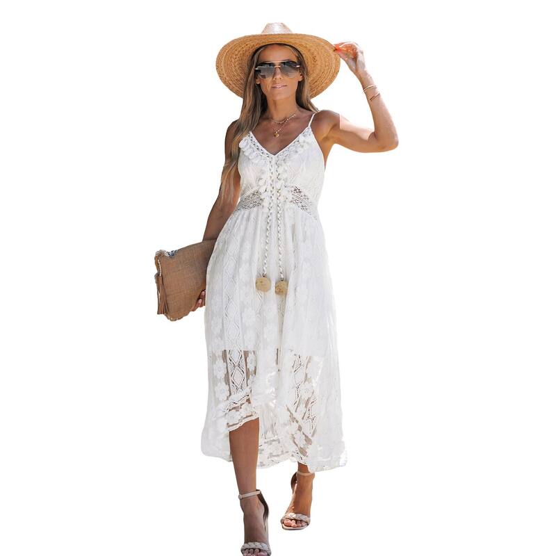 カップシー レディース トップス 衣装 V素っ首 スピード競技 Women\u0027s Cupshe Ariya V-neck Lace Up Slip Dress White 白いこと