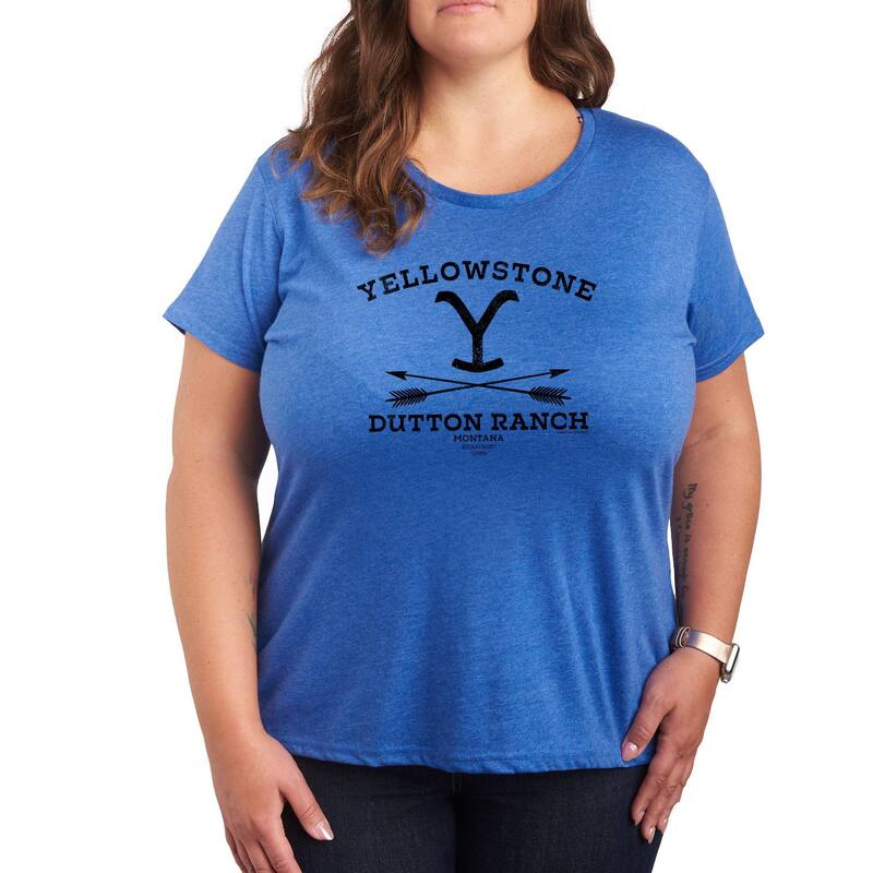 アニメキャラクター レディース トップス Tシャツ プラスサイズ グラフィック Licensed Character Plus Yellowstone Dutton Arrows Graphic Tee Blue ブルー