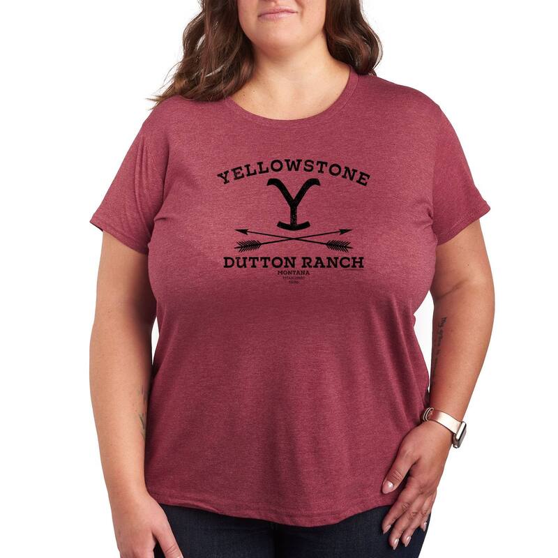 アニメキャラクター レディース トップス Tシャツ プラスサイズ グラフィック Licensed Character Plus Yellowstone Dutton Arrows Graphic Tee Heathered ヘザー