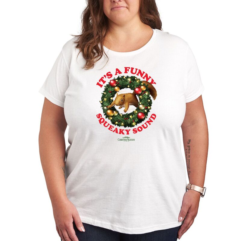 アニメキャラクター レディース トップス Tシャツ プラスサイズ グラフィック Licensed Character Plus Nationalampoon's Christmas Vacation Squirrel Graphic Tee White ホワイト