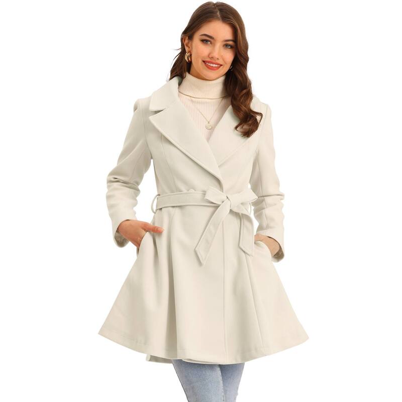 アレグラ ケー レディース アウター 上衣・上衣 厚地の外套 ALLEGRA K Elegant Overcoat For Women\u0027shawl Collar Single Winter Belted Long Coat Light Apricot 杏