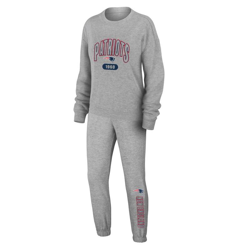 ウェア バイ エリン アンドルーズ レディース アンダーウェア ナイトウェア プラスサイズ パンツ Tシャツ ニット Women's WEAR by Erin Andrews Heather Gray New England Patriots Plusize Knitted Tri-Blend Long Sleeve T-Shirt & Pants Lounge Set Pat Grey グレー