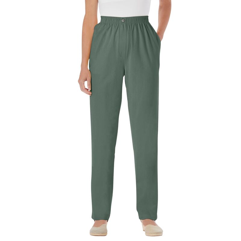 ウーマン ウィズイン レディース ボトムス デニムパンツ プラスサイズ コットン ジーンズ Woman Within Plusize Straight-Leg All-Cotton Denim Pull-On 7-Day Elastic-Waist Jeans Pine デニム｜ReVida 店
