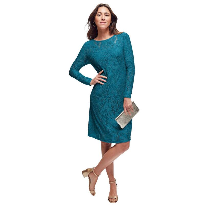 ジェシカロンドン レディース トップス ワンピース プラスサイズ レース Jessica London Women's Plusize Stretch Lace Shift Dress Deep Teal ティール