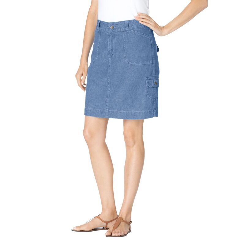 ウーマン ウィズイン レディース ボトムスカート プラスサイズ デニム Woman Within Plusize Perfect Denim Skort Light Stonewash デニム