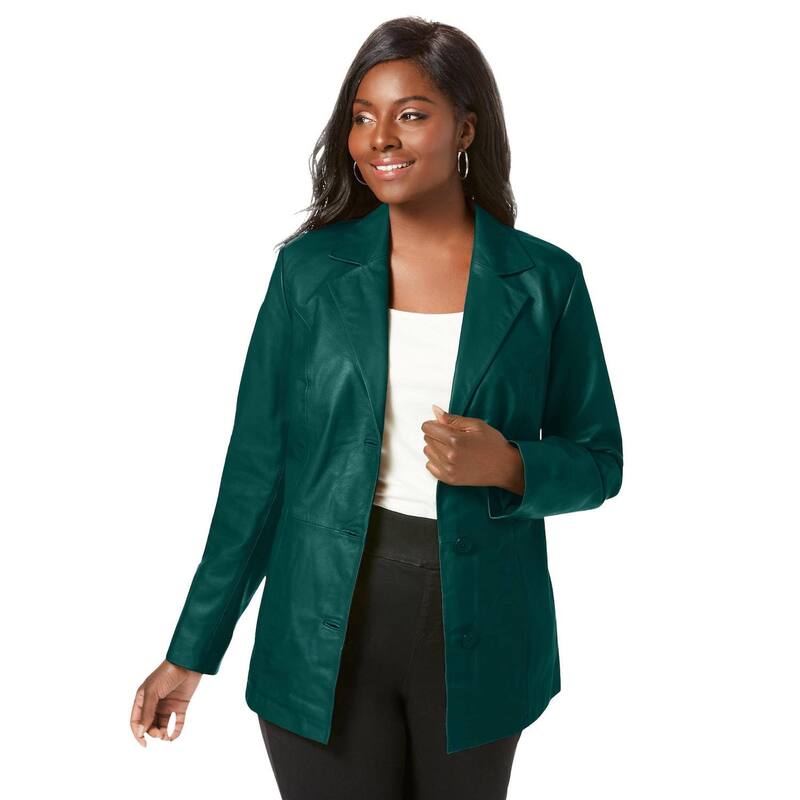 ジェシカロンドン レディース アウター ジャケット・ブルゾン プラスサイズ ブレザー Jessica London Women's Plusize Leather Blazer Emerald Green グリーン