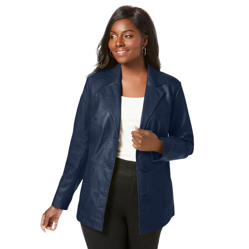 ジェシカロンドン レディース アウター ジャケット・ブルゾン プラスサイズ ブレザー Jessica London Women's Plusize Leather Blazer Navy ネイビー