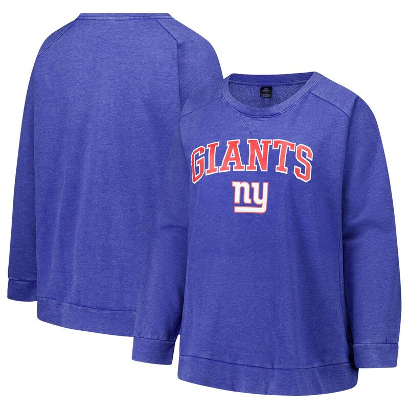 プロファイル レディース トップス Tシャツ プラスサイズ スウェット Women's Profile Royal New York Giants Plusize Acid Wash Raglan Sweatshirt Gia Blue ブルー