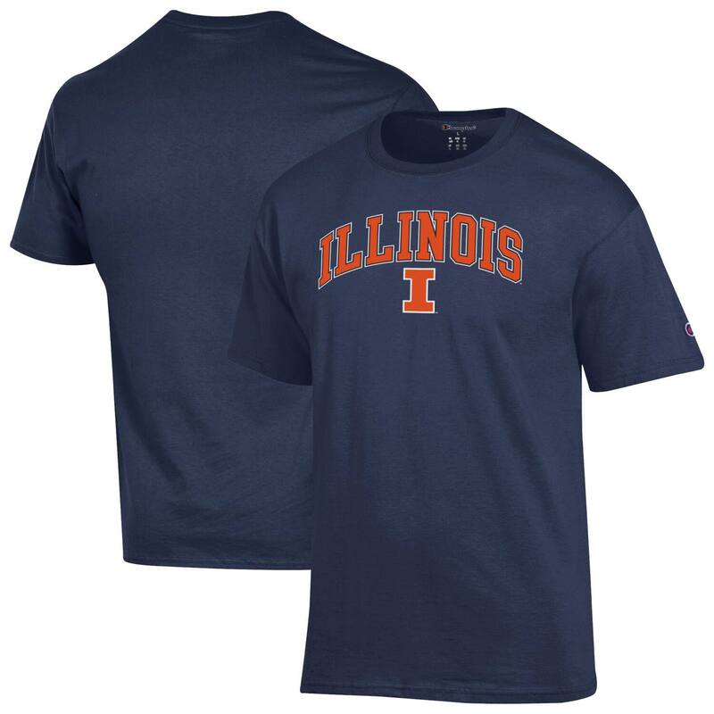 はやりっ児 レディース トップス ティーシャツ ロゴタイプ Men\u0027s Championavy Illinois Fighting Illini Arch Over Logo T-Shirt Ill Navy 米国海軍 レディースファッション-トップス-Tシャツ・カットソー