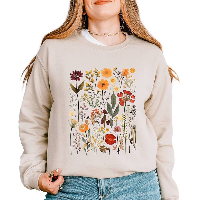 Simply Sage Market レディース トップス Tシャツ ヴィンテージ スウェット Simply Sage Market Vintage Pressed Flowers - Womensweatshirt Dust