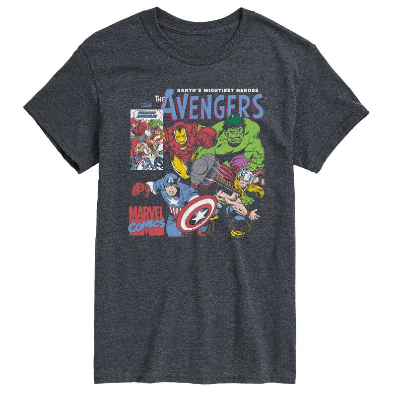 マーベル レディース トップス Tシャツ トール グラフィック Big & Tall Marvel The Avengers Comic Panel Distressed Graphic Tee Heather Charcoal チャコール
