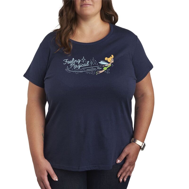 ディズニー レディース トップス Tシャツ プラスサイズ グラフィック Plusize Disney's Tinker Bell Feeling Magical Graphic Tee Navy ネイビー
