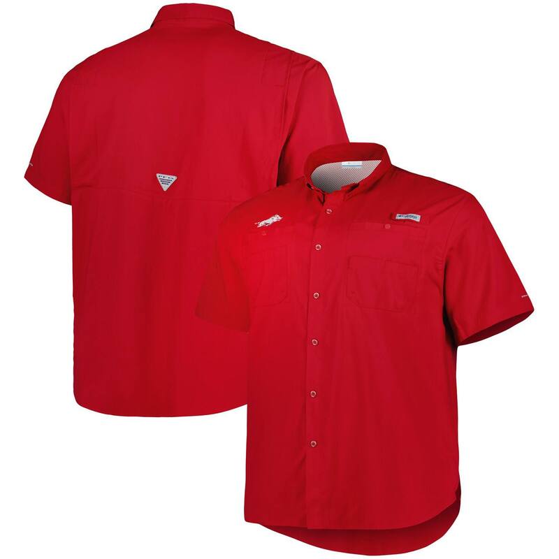 コロンビア レディース トップス プルオーバー トール 落ち込む Men\u0027s Columbia Cardinal Arkansas Razorbacks Big \u0026 Tall Collegiate Tamiami Button-Down Shirt Ark Red 赤いこと