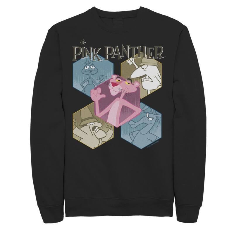 アニメキャラクター レディース トップス Tシャツ スウェット Licensed Character Men's The Pink Panther Hexagonal Portraitsweatshirt Black ブラック｜ReVida 店