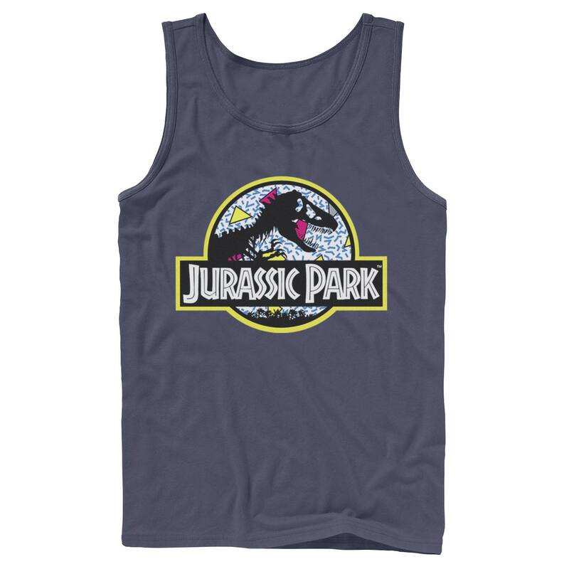 アニメキャラクター レディース トップス Tシャツ Licensed Character Men's Jurassic Park Blue Retro Classicon Tank Top Navy ネイビー