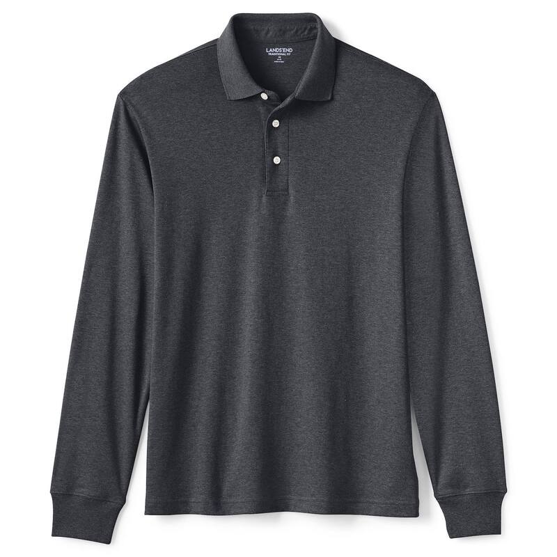 ランズエンド レディース トップス Tシャツ ポロシャツ Men's Lands' End Soft Supima Polo Dark Charcoal Heather チャコール