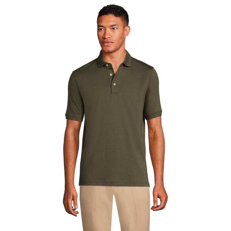 ランズ挙げ句の果て レディース トップス プルオーバー スポーツシャツ Men\u0027s Lands\u0027 End Super Soft Supima Polo Forest Moss フォレスト