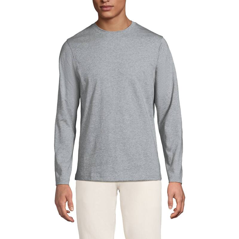 ランズ挙げ句の果て レディース トップス プルオーバー Men\u0027s Lands\u0027 End Classic-Fit Supima Tee Gray Marble Heather 薄墨色