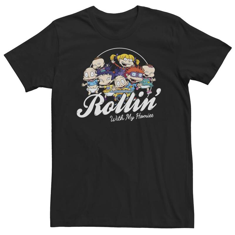 アニメキャラクター レディース トップス Tシャツ トール Licensed Character Big & Tall Nickelodeon RugRats Rollin' With My Homies Group Shotee Black ブラック