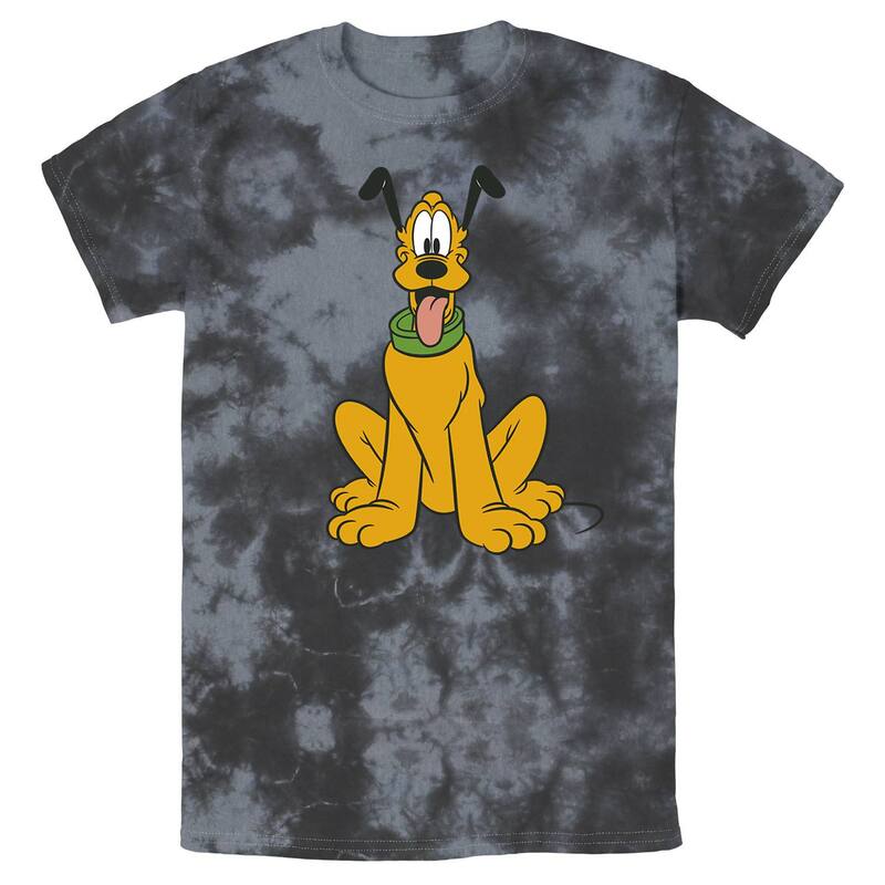 アニメキャラクター レディース トップス Tシャツ Licensed Character Men's Disney Mickey Mouse Pluto The Dog Portrait Wash Tee Black Charcoal ブラック