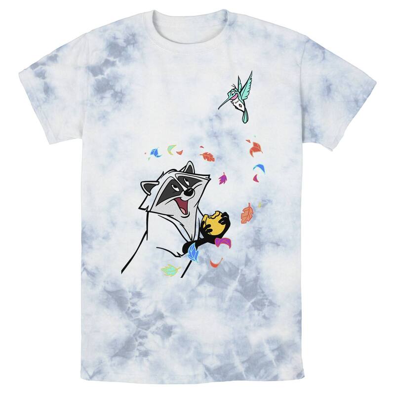 ディズニー レディース トップス Tシャツ Men's Disney Pocahontas Meeko Flit Colorfuleafs Fall Bomabrd Wash Tee White Blue ホワイト