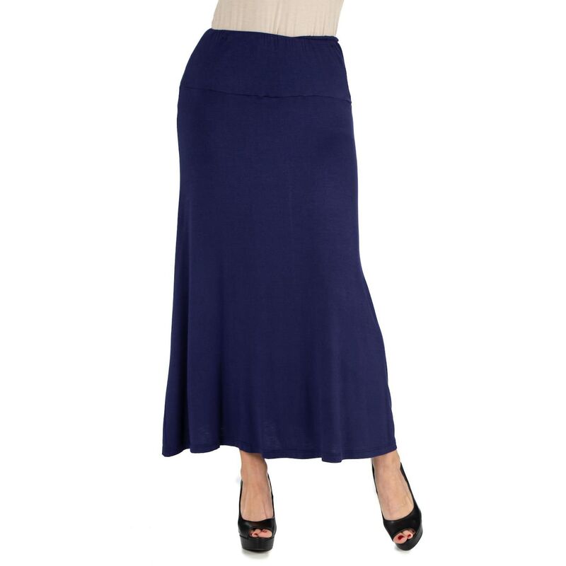24 セブンコンフォート レディース ボトムスカート ミディ Women's 24seven Comfort Apparelastic Waist Midi Skirt Navy ネイビー｜ReVida 店