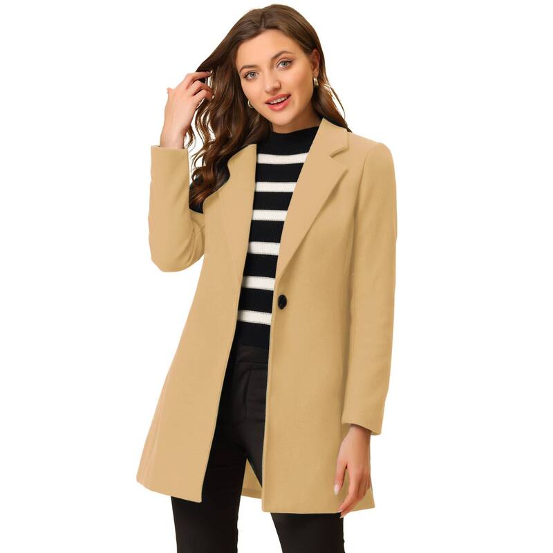 アレグラ ケー レディース アウター ジャケット・ブルゾン コート ALLEGRA K Women Classic Notched Lapelong Sleeves Long Overcoat Khaki カーキ